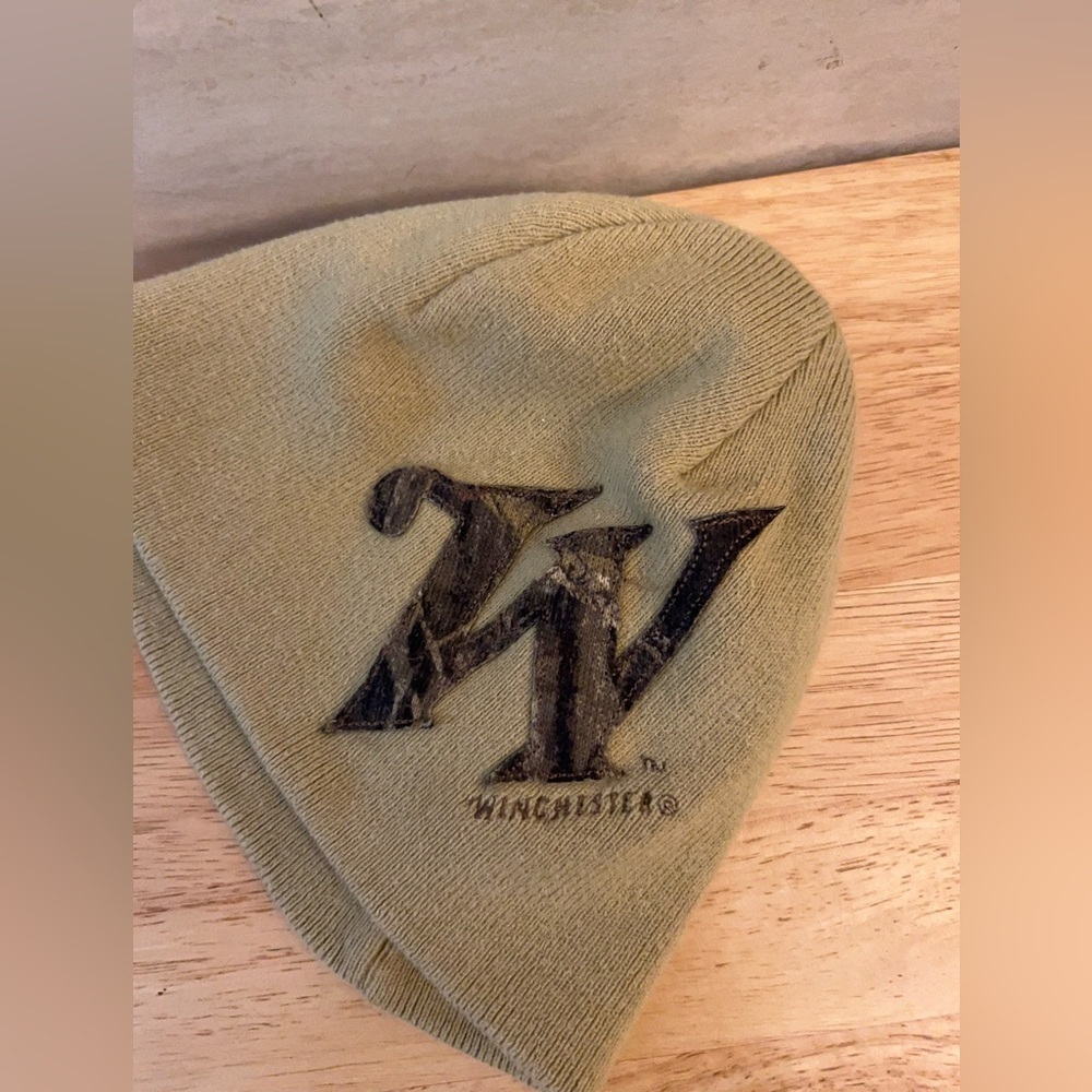 Winchester Signature Olive Green Knit Beanie with Black Label - Picture 2 of 6